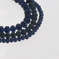 Glass Crystal, Faceted Abacus Rondelle Bead, #029 Transparent Ink-blue, 2x1, 3x2, 4x3, 6x4, 8x6, 10x8, 11x9 mm