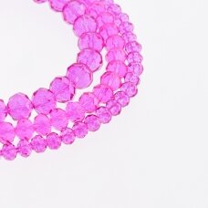 Glass Crystal, Faceted Abacus Rondelle Bead, #035 Transparent Fuchsia, 2x1, 3x2, 4x3, 6x4, 8x6, 10x8, 11x9 mm