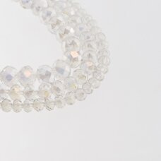 Glass Crystal, Faceted Abacus Rondelle Bead, #048 Transparent Clear, AB Effect, 2x1, 3x2, 4x3, 6x4, 8x6, 10x8, 11x9 mm