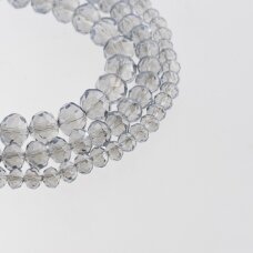 Glass Crystal, Faceted Abacus Rondelle Bead, #053 Transparent Light Grey, 2x1, 3x2, 4x3, 6x4, 8x6, 10x8, 11x9 mm Glass Crystal, Faceted Abacus Rondelle Bead, #053 Transparent Light Grey, 2x1, 3x2, 4x3, 6x4, 8x6, 10x8, 11x9 mm
