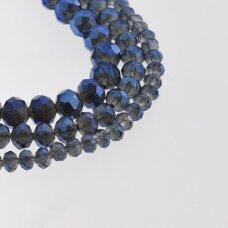 Glass Crystal, Faceted Abacus Rondelle Bead, #055 Transparent Light Grey Plated Metallic Blue, 2x1, 3x2, 4x3, 6x4, 8x6, 10x8, 11x9 mm
