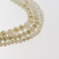 Glass Crystal, Faceted Abacus Rondelle Bead, #061 Opaque White Sand Half-plated Metallic Pale Gold, 2x1, 3x2, 4x3, 6x4, 8x6, 10x8, 11x9 mm Glass Crystal, Faceted Abacus Rondelle Bead, #061 Opaque White Sand Half-plated Metallic Pale Gold, 2x1, 3x2, 4x3, 6x4, 8x6, 10x8, 11x9 mm
