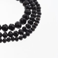 Glass Crystal, Faceted Abacus Rondelle Bead, #073 Opaque Black, 2x1, 3x2, 4x3, 6x4, 8x6, 10x8, 11x9 mm Glass Crystal, Faceted Abacus Rondelle Bead, #073 Opaque Black, 2x1, 3x2, 4x3, 6x4, 8x6, 10x8, 11x9 mm
