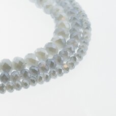 Glass Crystal, Faceted Abacus Rondelle Bead, #088 Opaque Light Grey Half-plated Metallic Silver, 2x1, 3x2, 4x3, 6x4, 8x6, 10x8, 11x9 mm Glass Crystal, Faceted Abacus Rondelle Bead, #088 Opaque Light Grey Half-plated Metallic Silver, 2x1, 3x2, 4x3, 6x4, 8x6, 10x8, 11x9 mm