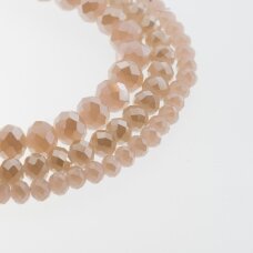 Glass Crystal, Faceted Abacus Rondelle Bead, #094 opaque light peach, with metallic plating, 2x1, 3x2, 4x3, 6x4, 8x6, 10x8, 11x9 mm
