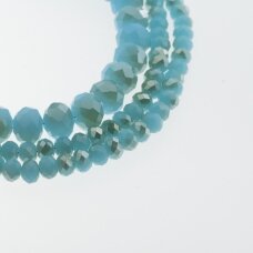 Glass Crystal, Faceted Abacus Rondelle Bead, #108 opaque turquoise, with metallic silver half-plating, 2x1, 3x2, 4x3, 6x4, 8x6, 10x8, 11x9 mm