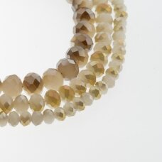 Glass Crystal, Faceted Abacus Rondelle Bead, #114 opaque gray, with metallic gold half-plating, 2x1, 3x2, 4x3, 6x4, 8x6, 10x8, 11x9 mm