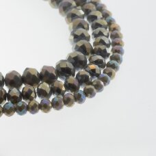 Glass Crystal, Faceted Abacus Rondelle Bead, #117 opaque khaki, with AB plating, 2x1, 3x2, 4x3, 6x4, 8x6, 10x8, 11x9 mm