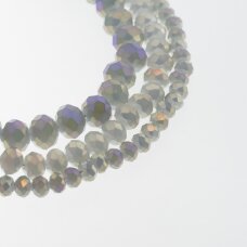 Glass Crystal, Faceted Abacus Rondelle Bead, #129 opaque blueish gray, with AB plating, 2x1, 3x2, 4x3, 6x4, 8x6, 10x8, 11x9 mm