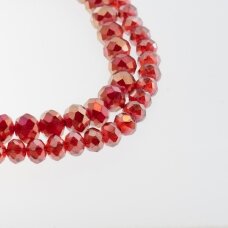 Glass Crystal, Faceted Abacus Rondelle Bead, #153 transparent red, with silver color plating, 2x1, 3x2, 4x3, 6x4, 8x6, 10x8, 11x9 mm