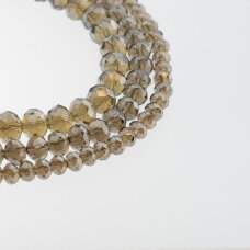 Glass Crystal, Faceted Abacus Rondelle Bead, #155 transparent smoky, with silver color plating, 2x1, 3x2, 4x3, 6x4, 8x6, 10x8, 11x9 mm