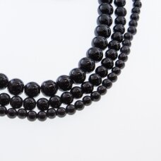 Stiklo perlų imitacija, apvali forma, #80 juoda spalva, 78-80 cm/gija, 4, 6, 8, 10, 12 mm