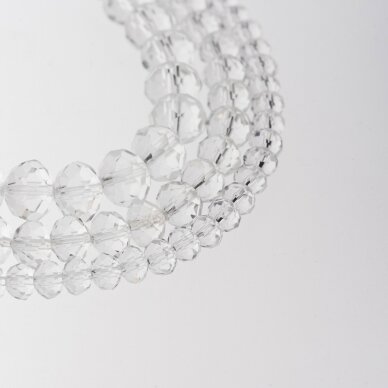 Glass Crystal, Faceted Abacus Rondelle Bead, #001 transparent, 2x1, 3x2, 4x3, 6x4, 8x6, 10x8, 11x9 mm