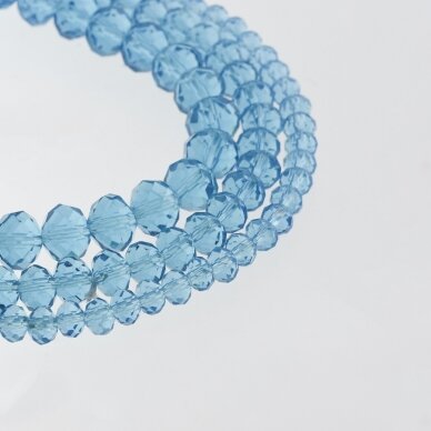 Glass Crystal, Faceted Abacus Rondelle Bead, #009 transparent light blue, 2x1, 3x2, 4x3, 6x4, 8x6, 10x8, 11x9 mm
