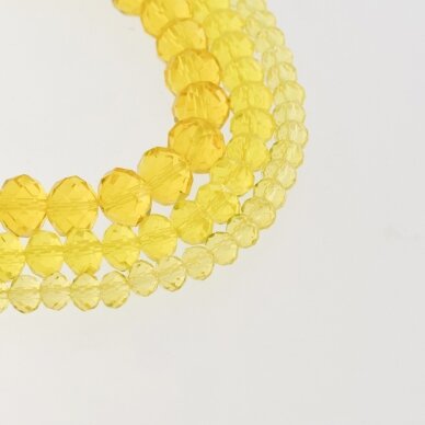 Glass Crystal, Faceted Abacus Rondelle Bead, #020 transparent bright yellow, 2x1, 3x2, 4x3, 6x4, 8x6, 10x8, 11x9 mm