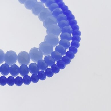 Glass Crystal, Faceted Abacus Rondelle Bead, #040 Opaque Cornflower Blue, 2x1, 3x2, 4x3, 6x4, 8x6, 10x8, 11x9 mm