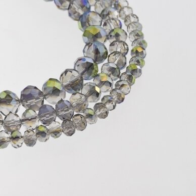 Glass Crystal, Faceted Abacus Rondelle Bead, #060 Transparent Green-Purple, AB Effect, 2x1, 3x2, 4x3, 6x4, 8x6, 10x8, 11x9 mm