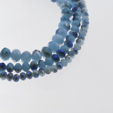 Glass Crystal, Faceted Abacus Rondelle Bead, #064 opaque sky blue, with metallic gold half-plating, 2x1, 3x2, 4x3, 6x4, 8x6, 10x8, 11x9 mm