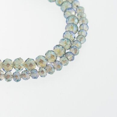 Glass Crystal, Faceted Abacus Rondelle Bead, #078 Transparent Green, Half AB Effect, 2x1, 3x2, 4x3, 6x4, 8x6, 10x8, 11x9 mm
