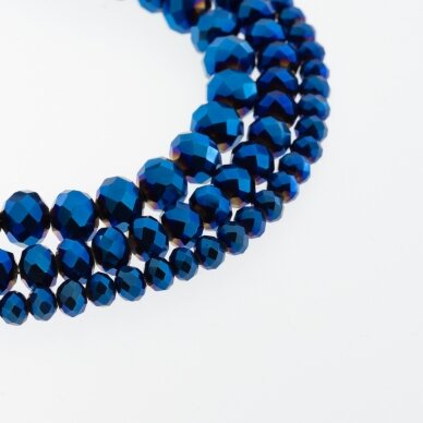 Glass Crystal, Faceted Abacus Rondelle Bead, #079 Opaque Metallic Blue, 2x1, 3x2, 4x3, 6x4, 8x6, 10x8, 11x9 mm