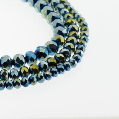 Glass Crystal, Faceted Abacus Rondelle Bead, #081 Opaque Metallic Green and Blue, 2x1, 3x2, 4x3, 6x4, 8x6, 10x8, 11x9 mm