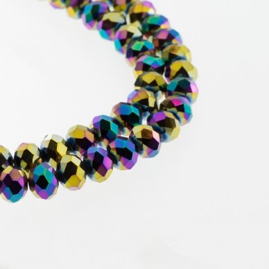 Glass Crystal, Faceted Abacus Rondelle Bead, #082 Opaque Metallic Rainbow, 2x1, 3x2, 4x3, 6x4, 8x6, 10x8, 11x9 mm