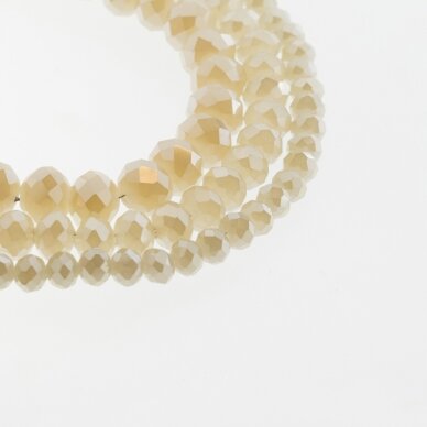 Glass Crystal, Faceted Abacus Rondelle Bead, #086 Opaque Beige Plated Metallic Silver, 2x1, 3x2, 4x3, 6x4, 8x6, 10x8, 11x9 mm