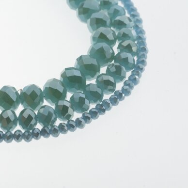 Glass Crystal, Faceted Abacus Rondelle Bead, #109-1 Opaque Greyish Sky Blue Plated Metallic Silver, 2x1, 3x2, 4x3, 6x4, 8x6, 10x8, 11x9 mm
