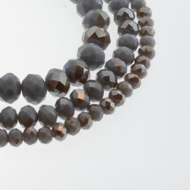 Glass Crystal, Faceted Abacus Rondelle Bead, #120 Opaque Grey Plated Metallic Silver, 2x1, 3x2, 4x3, 6x4, 8x6, 10x8, 11x9 mm