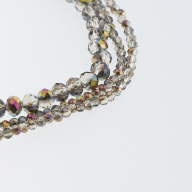 Glass Crystal, Faceted Abacus Rondelle Bead, #233 Transparent Champagne and Violet Half-plated Metallic Pink and Gold, 2x1, 3x2, 4x3, 6x4, 8x6, 10x8, 11x9 mm