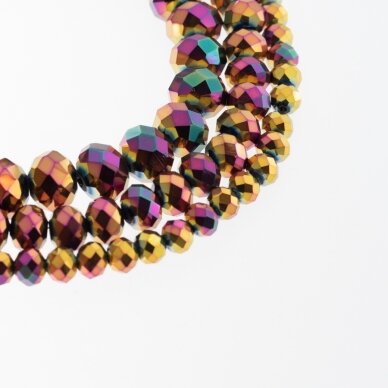Glass Crystal, Faceted Abacus Rondelle Bead, #235 Opaque Metallic Gold-Green-Pink, 2x1, 3x2, 4x3, 6x4, 8x6, 10x8, 11x9 mm