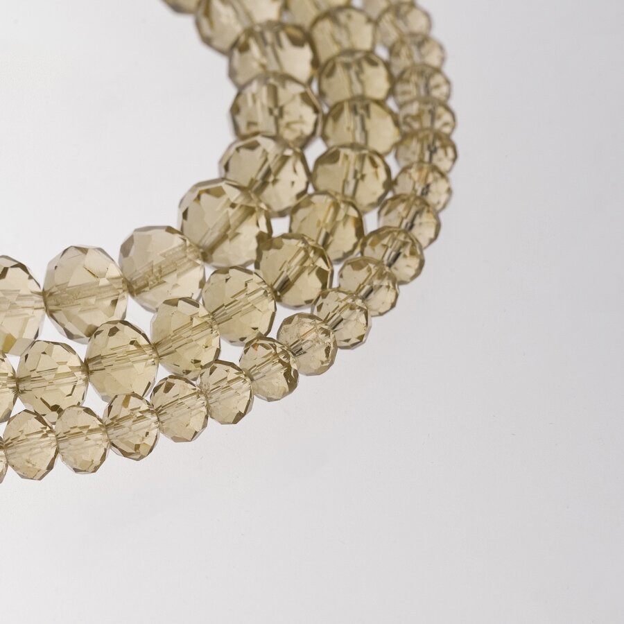 Glass Crystal, Faceted Abacus Rondelle Bead, #002 Transparent Smoky Quartz, 2x1, 3x2, 4x3, 6x4, 8x6, 10x8, 11x9 mm Glass Crystal, Faceted Abacus Rondelle Bead, #002 Transparent Smoky Quartz, 2x1, 3x2, 4x3, 6x4, 8x6, 10x8, 11x9 mm