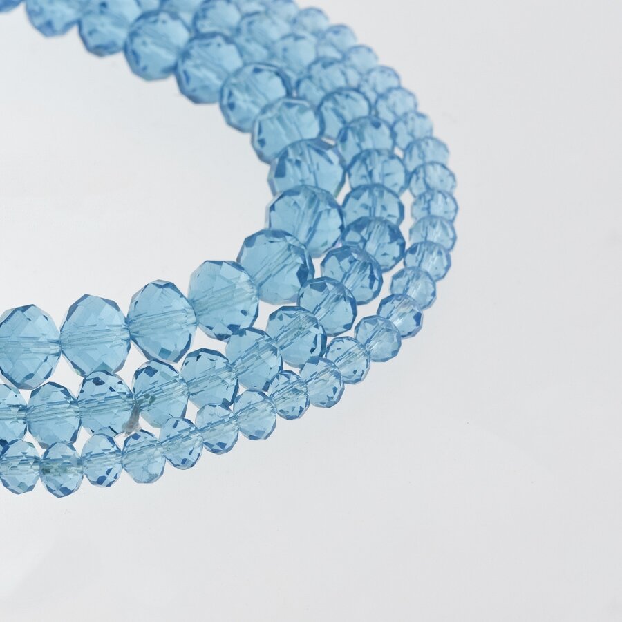 Glass Crystal, Faceted Abacus Rondelle Bead, #009 transparent light blue, 2x1, 3x2, 4x3, 6x4, 8x6, 10x8, 11x9 mm Glass Crystal, Faceted Abacus Rondelle Bead, #009 transparent light blue, 2x1, 3x2, 4x3, 6x4, 8x6, 10x8, 11x9 mm