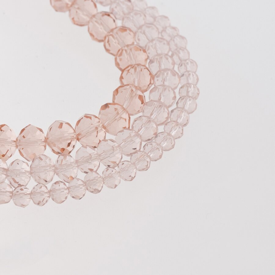 Glass Crystal, Faceted Abacus Rondelle Bead, #022 Transparent Tea Rose, 2x1, 3x2, 4x3, 6x4, 8x6, 10x8, 11x9 mm Glass Crystal, Faceted Abacus Rondelle Bead, #022 Transparent Tea Rose, 2x1, 3x2, 4x3, 6x4, 8x6, 10x8, 11x9 mm