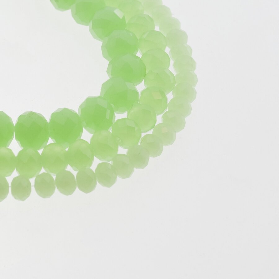 Glass Crystal, Faceted Abacus Rondelle Bead, #036 Opaque Light Green, 2x1, 3x2, 4x3, 6x4, 8x6, 10x8, 11x9 mm Glass Crystal, Faceted Abacus Rondelle Bead, #036 Opaque Light Green, 2x1, 3x2, 4x3, 6x4, 8x6, 10x8, 11x9 mm