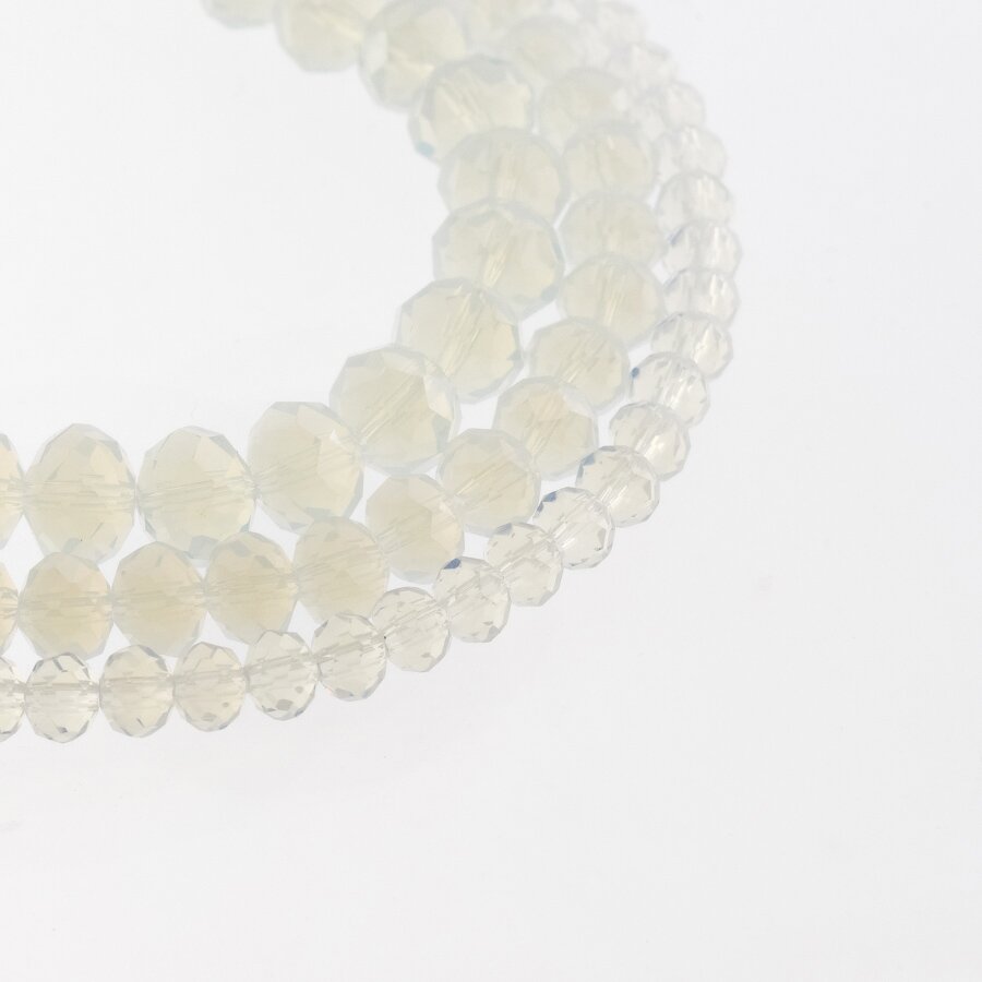 Glass Crystal, Faceted Abacus Rondelle Bead, #042 Translucent Opalite White, 2x1, 3x2, 4x3, 6x4, 8x6, 10x8, 11x9 mm Glass Crystal, Faceted Abacus Rondelle Bead, #042 Translucent Opalite White, 2x1, 3x2, 4x3, 6x4, 8x6, 10x8, 11x9 mm