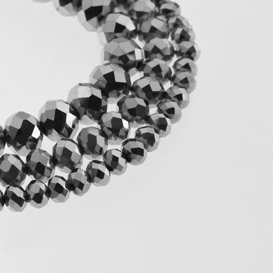 Glass Crystal, Faceted Abacus Rondelle Bead, #044 Opaque Metallic Nickel Grey, 2x1, 3x2, 4x3, 6x4, 8x6, 10x8, 11x9 mm Glass Crystal, Faceted Abacus Rondelle Bead, #044 Opaque Metallic Nickel Grey, 2x1, 3x2, 4x3, 6x4, 8x6, 10x8, 11x9 mm