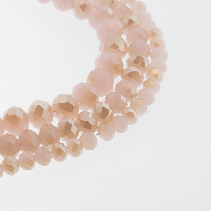 Glass Crystal, Faceted Abacus Rondelle Bead, #095 opaque light pink, with metallic cream half-plating, 2x1, 3x2, 4x3, 6x4, 8x6, 10x8, 11x9 mm Glass Crystal, Faceted Abacus Rondelle Bead, #095 opaque light pink, with metallic cream half-plating, 2x1, 3x2, 4x3, 6x4, 8x6, 10x8, 11x9 mm