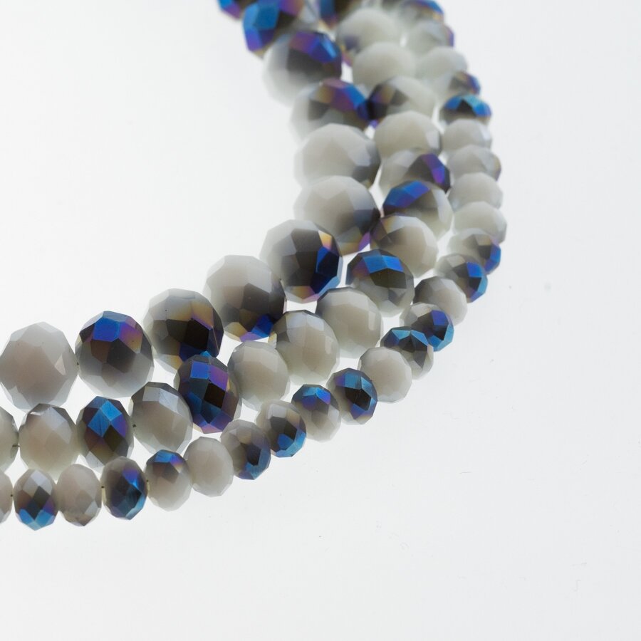 Glass Crystal, Faceted Abacus Rondelle Bead, #115 Opaque Milky White Half-plated Metallic Green, 2x1, 3x2, 4x3, 6x4, 8x6, 10x8, 11x9 mm Glass Crystal, Faceted Abacus Rondelle Bead, #115 Opaque Milky White Half-plated Metallic Green, 2x1, 3x2, 4x3, 6x4, 8x6, 10x8, 11x9 mm