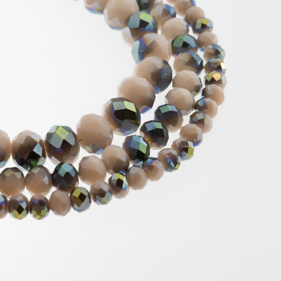Glass Crystal, Faceted Abacus Rondelle Bead, #126 opaque milk, with metallic green half-plating, 2x1, 3x2, 4x3, 6x4, 8x6, 10x8, 11x9 mm Glass Crystal, Faceted Abacus Rondelle Bead, #126 opaque milk, with metallic green half-plating, 2x1, 3x2, 4x3, 6x4, 8x6, 10x8, 11x9 mm