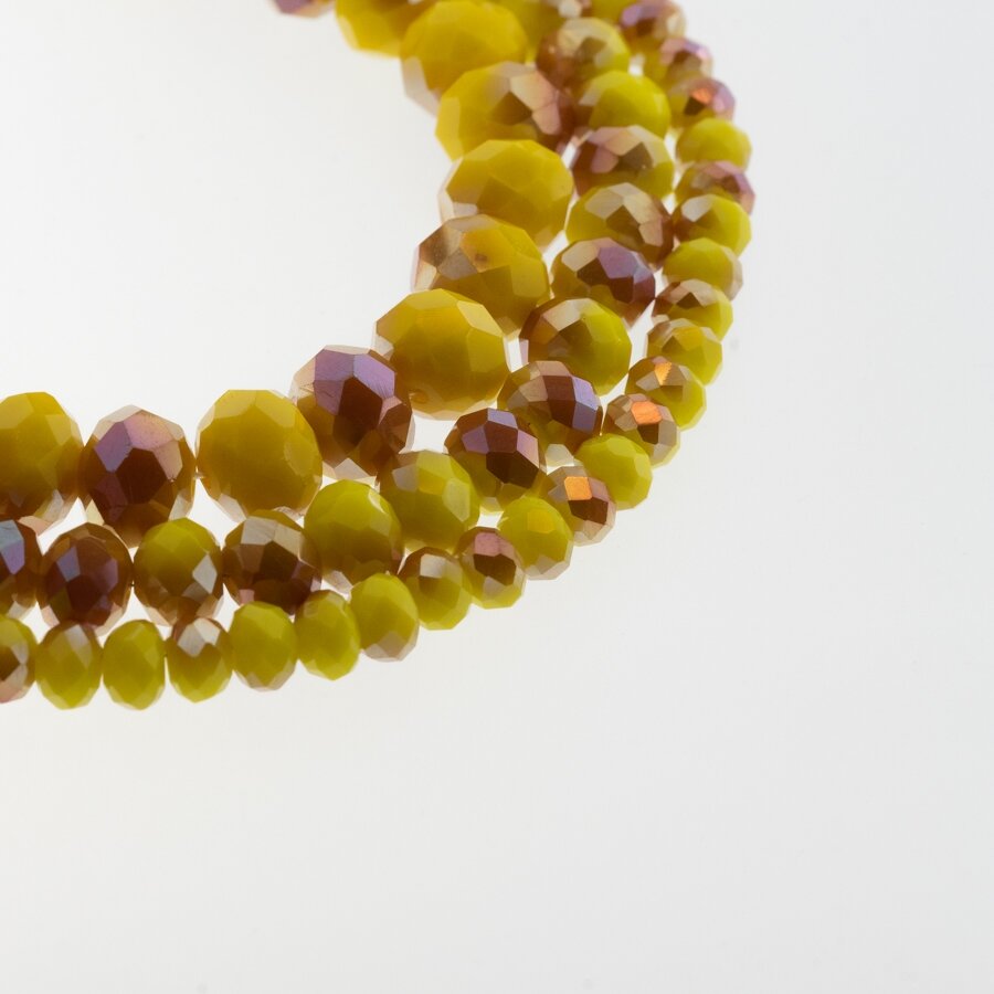 Glass Crystal, Faceted Abacus Rondelle Bead, #133 opaque yellow, with metallic brown half-plating, 2x1, 3x2, 4x3, 6x4, 8x6, 10x8, 11x9 mm Glass Crystal, Faceted Abacus Rondelle Bead, #133 opaque yellow, with metallic brown half-plating, 2x1, 3x2, 4x3, 6x4, 8x6, 10x8, 11x9 mm