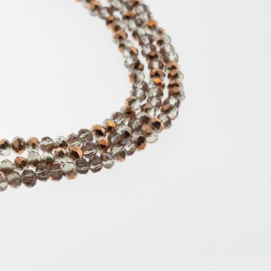 Glass Crystal, Faceted Abacus Rondelle Bead, #151 transparent, with copper color half-plating, 2x1, 3x2, 4x3, 6x4, 8x6, 10x8, 11x9 mm Glass Crystal, Faceted Abacus Rondelle Bead, #151 transparent, with copper color half-plating, 2x1, 3x2, 4x3, 6x4, 8x6, 10x8, 11x9 mm