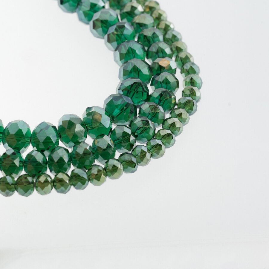 Glass Crystal, Faceted Abacus Rondelle Bead, #159 transparent green, with silver color plating, 2x1, 3x2, 4x3, 6x4, 8x6, 10x8, 11x9 mm Glass Crystal, Faceted Abacus Rondelle Bead, #159 transparent green, with silver color plating, 2x1, 3x2, 4x3, 6x4, 8x6, 10x8, 11x9 mm