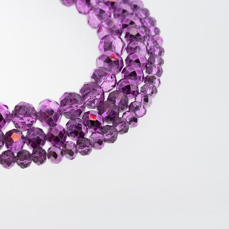 Glass Crystal, Faceted Abacus Rondelle Bead, #160 half-transparent violet, with silver color half-plating, 2x1, 3x2, 4x3, 6x4, 8x6, 10x8, 11x9 mm Glass Crystal, Faceted Abacus Rondelle Bead, #160 half-transparent violet, with silver color half-plating, 2x1, 3x2, 4x3, 6x4, 8x6, 10x8, 11x9 mm