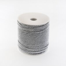 Twisted cord, #023 light grey, about 50-meter/spool, 3 mm