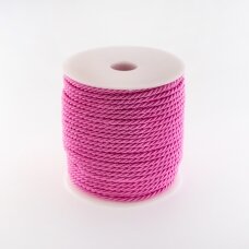 Twisted cord, #029 bright pink, about 50-meter/spool, 3 mm