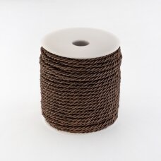 Twisted cord, #038 extra dark brown, about 20-meter/spool, 8 mm