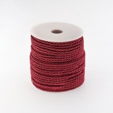 Twisted cord, #043 wine red, about 50-meter/spool, 5 mm
