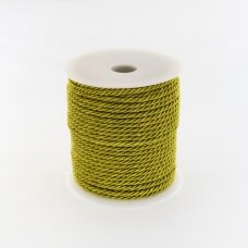 Twisted cord, #050 bright olive green, about 50-meter/spool, 3 mm