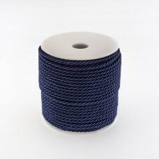 Twisted cord, #070 dark ink blue, about 50-meter/spool, 3 mm